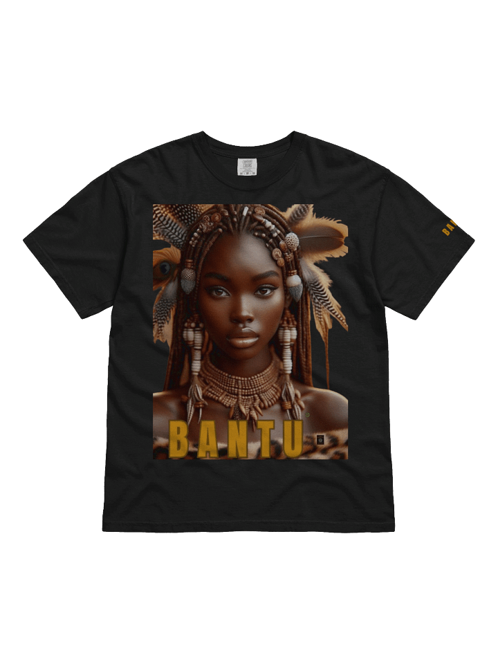 'BANTU' Tee- Shona Princess with Quail and Guinea Fowl Feathers Crown. product image (1)