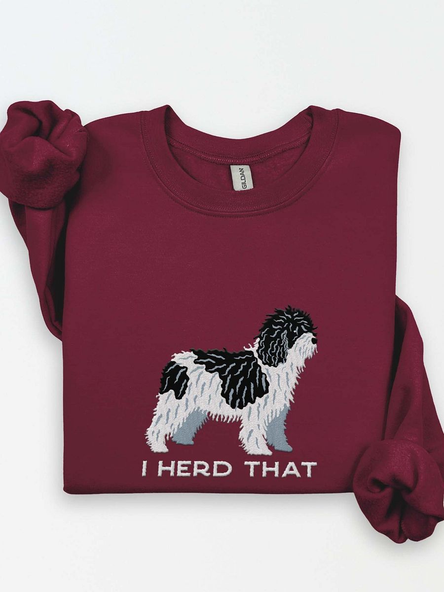 I Herd That Sweatshirt (Embroidered) of a Spanish Water Dog(Black & White) product image (1)