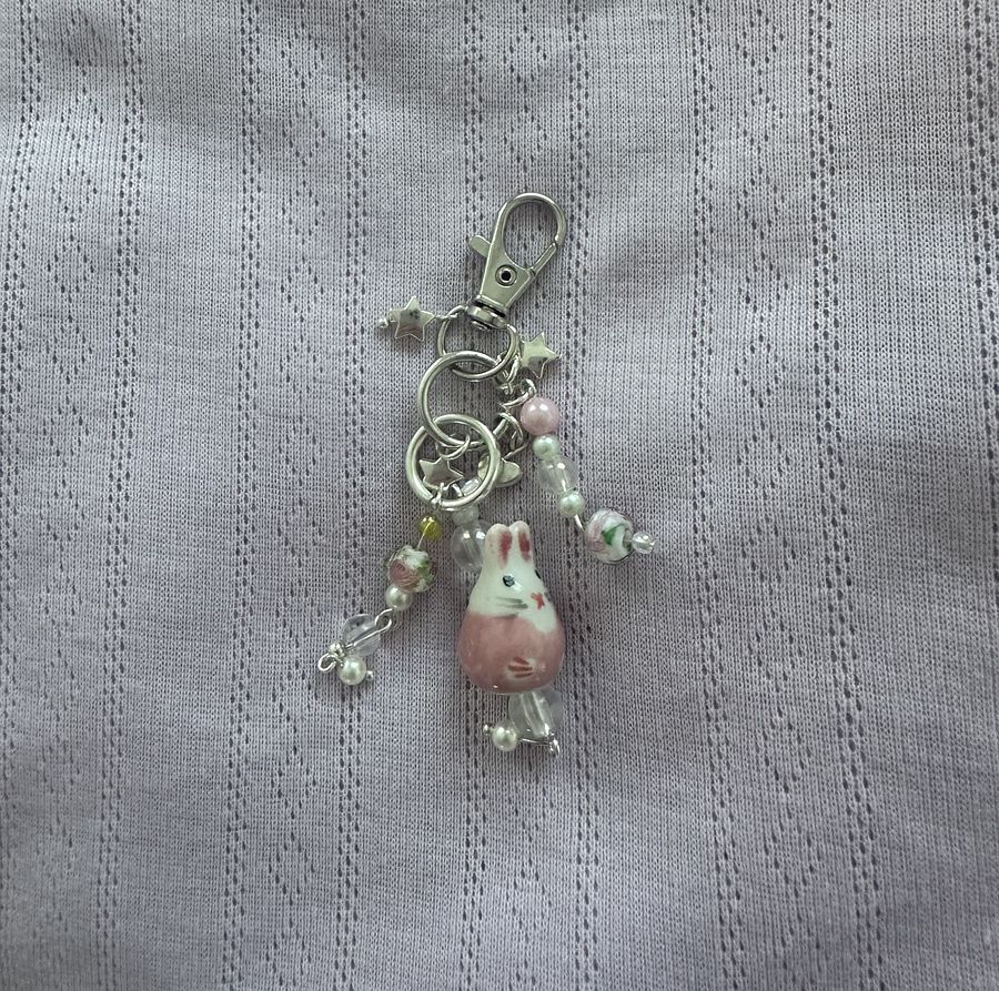 Handmade cute dangly bunny keychain product image (4)