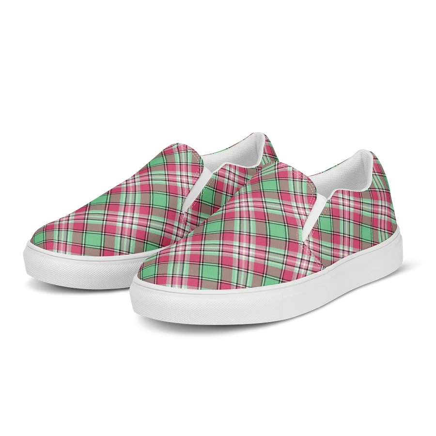 Mint Green and Pink Plaid Women's Slip-On Shoes product image (3)