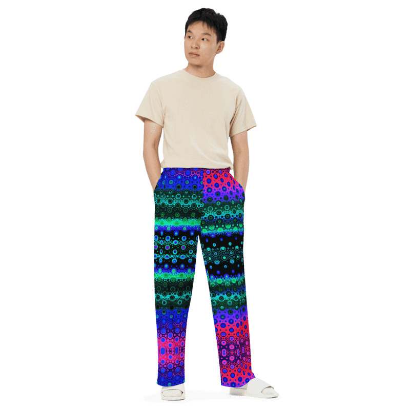 Abstract Multicoloured Pattern Unisex Wide Leg Trousers product image (6)