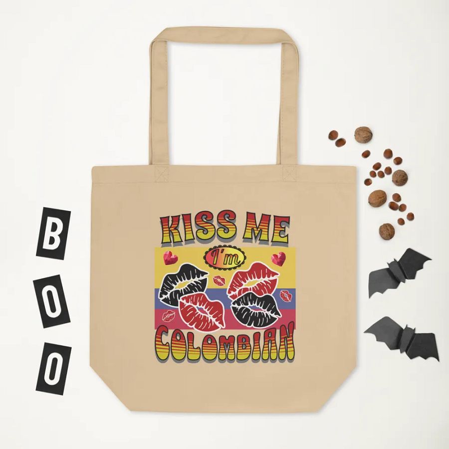 Kiss Me I'm Colombian Flag Tote Bag product image (5)