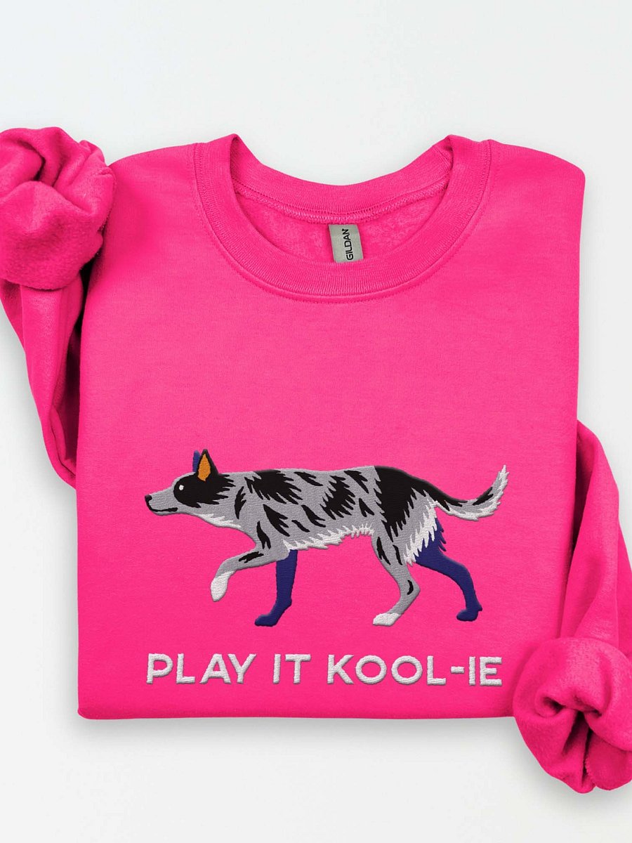 Play It Kool-ie Sweatshirt (Embroidered) of an Australian Koolie(Blue Merle) product image (1)