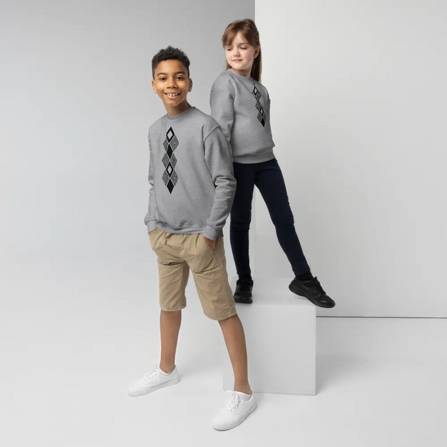 Black and white triangle design Youth Sweatshirt product image (6)