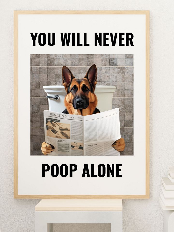 German Shepherd On Toilet Bathroom Downloadable Wall Art product image (1)