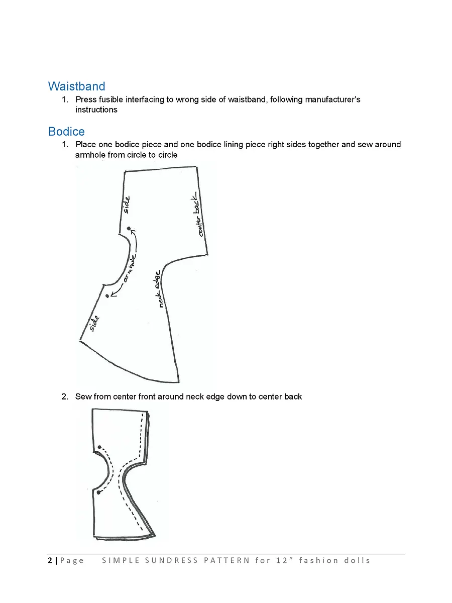 Simple Sundress sewing pattern for 12" fashion dolls product image (3)
