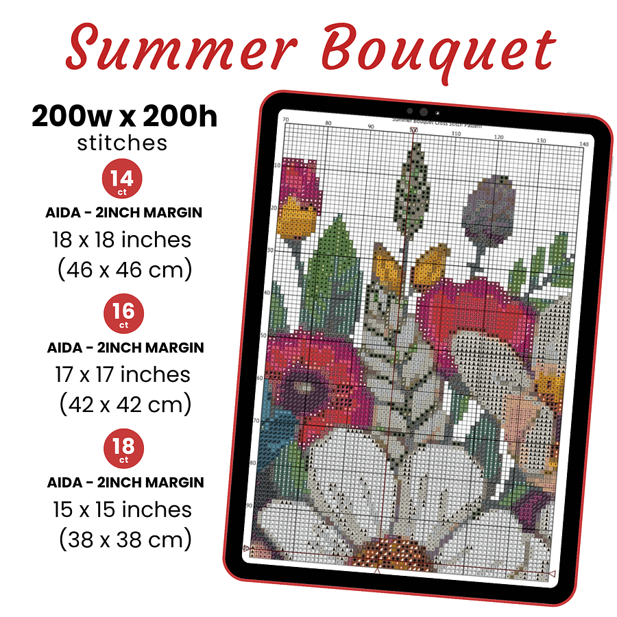 Summer Bouquet Cross Stitch Pattern product image (2)