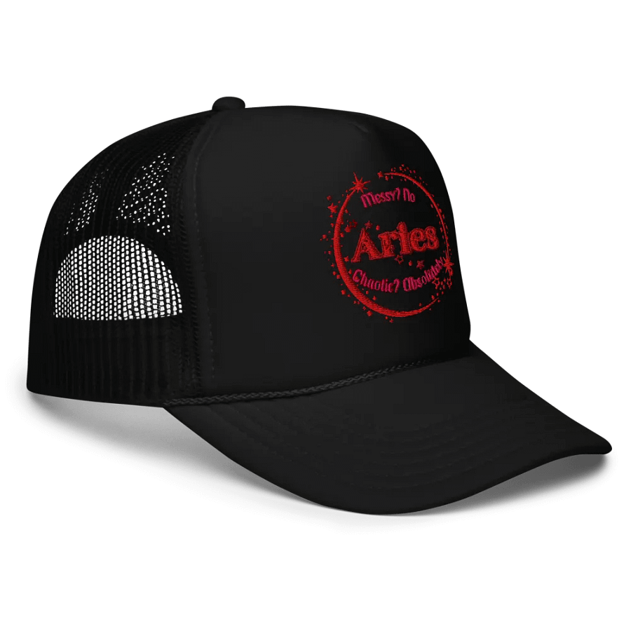 Aries 2025, Messy? No (words only), Embroidered Trucker Hat product image (3)
