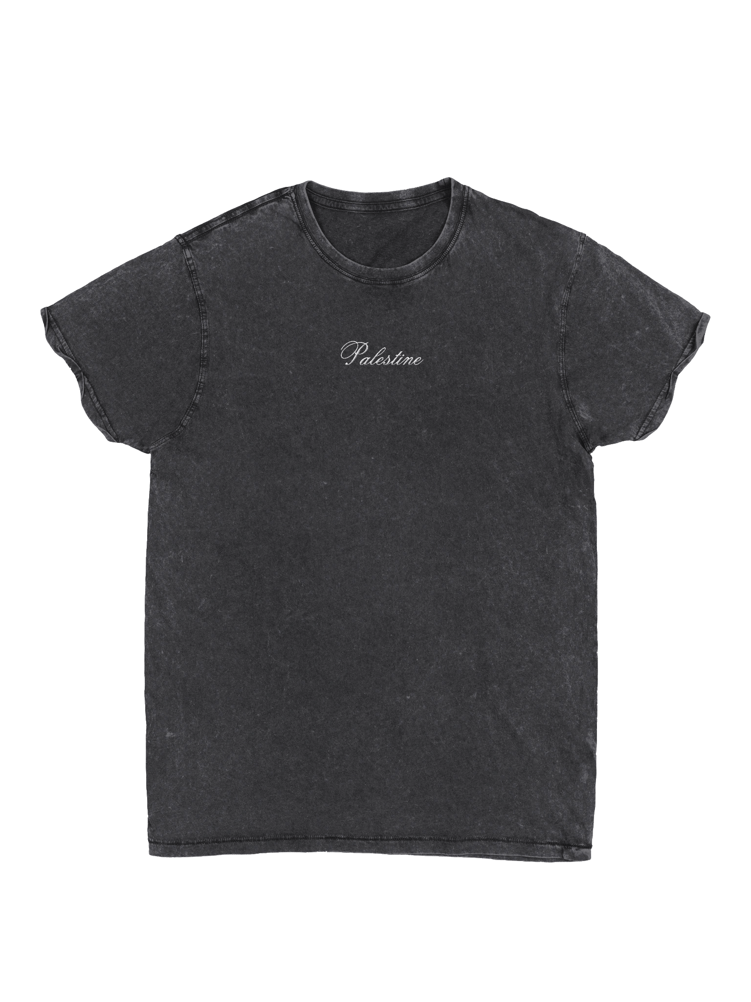 Palestine Calligraphy Embroidered Husky Denim T-Shirt product image (1)