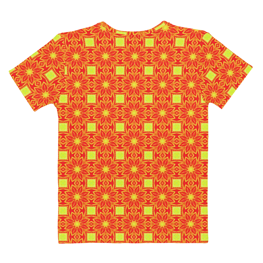 Abstract Repeating Orange Flower Ladies T Shirt product image (4)