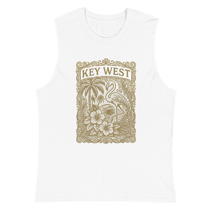 Key West Tropical Men's Tank Top with Flamingo and Hibiscus product image (2)