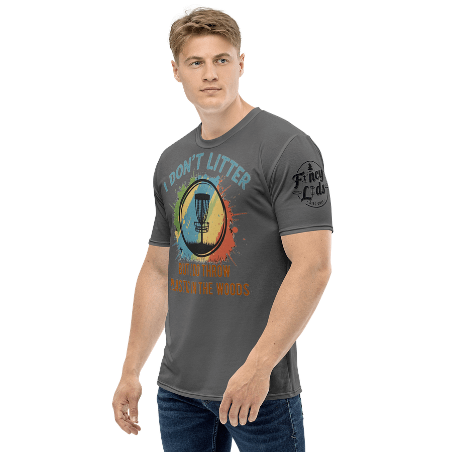 Fancy Lads Men's Grey T-Shirt "I Don't Litter But I Do Throw Plastic In The Woods" product image (3)