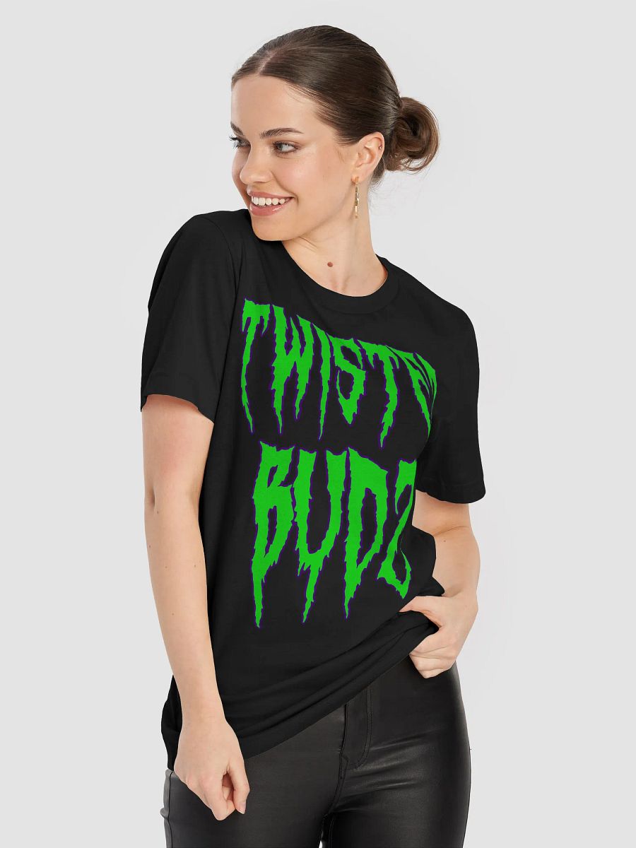 Twisted Budz Black T-Shirt, Green Ganja Goth Horror Stoner Tee, Creepy Cannabis Clothing product image (8)