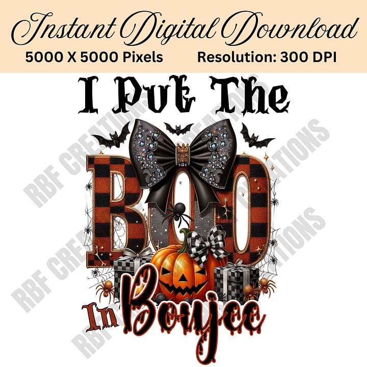 I Put the Boo in Boujee PNG, Glam Halloween Digital Download, Black Girl Magic, Sublimation File, Spooky Cute Clipart, Fall Design product image (1)