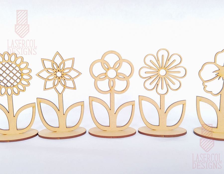 Flowers - Set 2 - (Two Sizes, Five Styles) - Laser Cut Files product image (10)