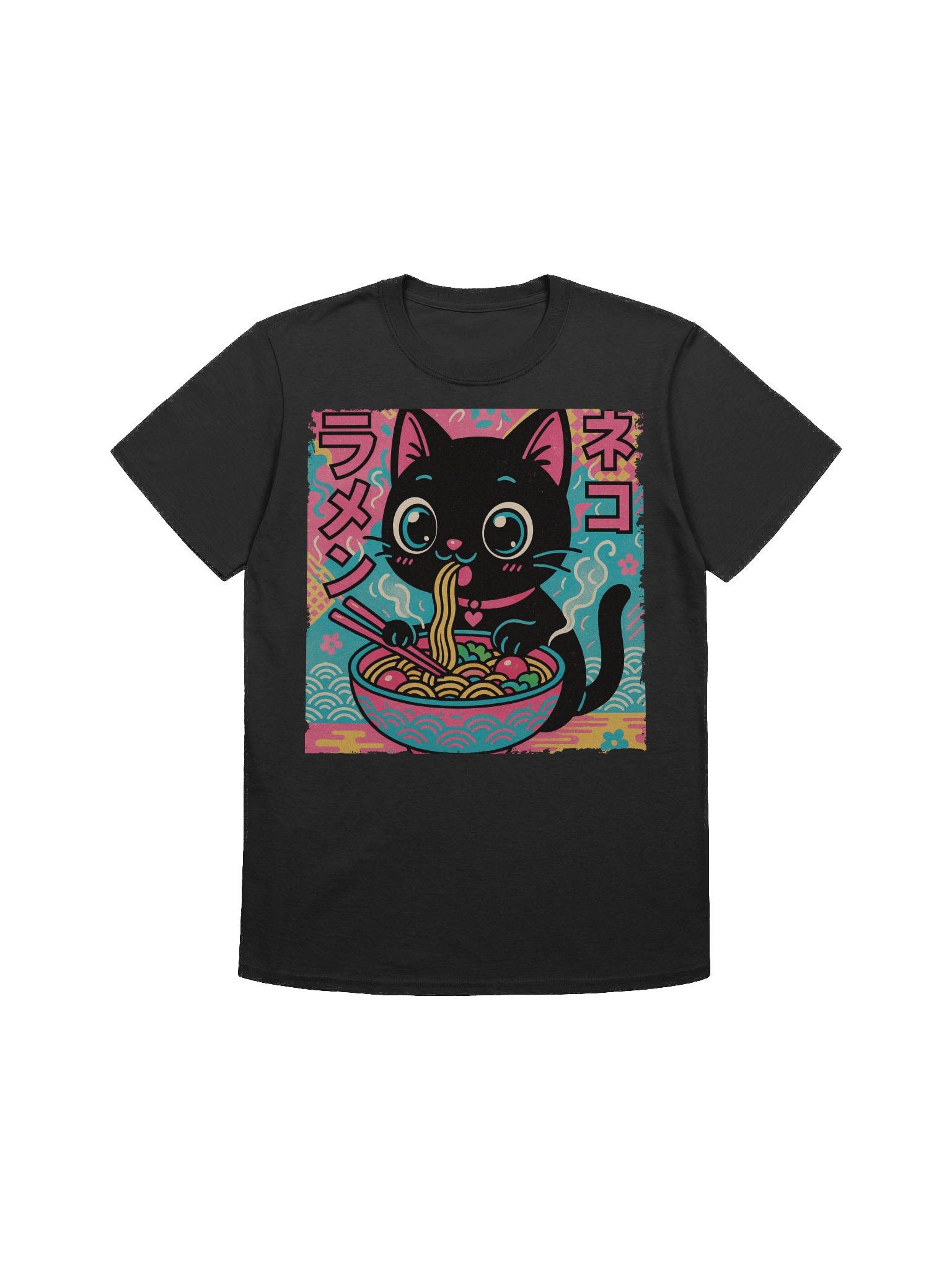 Ramen-Loving Cat Kawaii Anime T-Shirt product image (5)