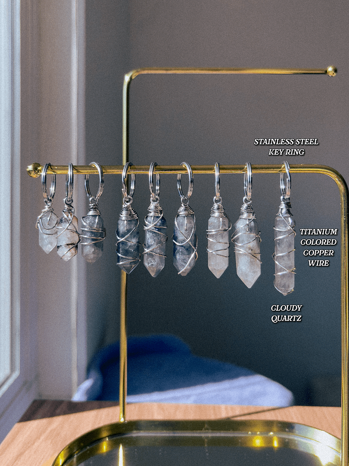i feel Grounded - Cloudy quartz key ring product image (2)