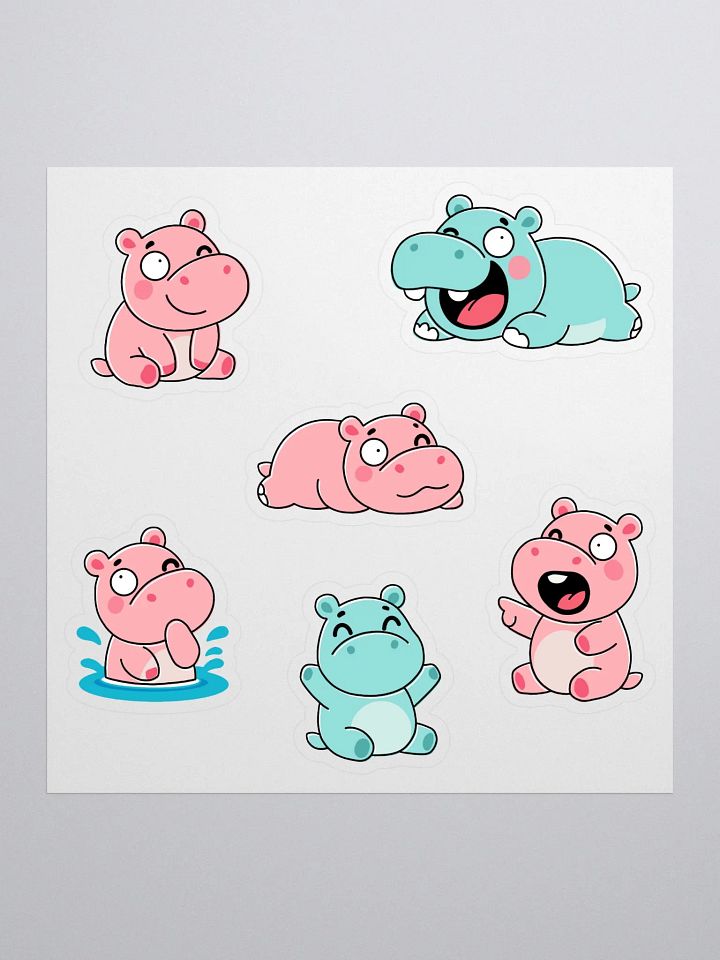 Kawaii Hippo Stickers Pack – Cute & Funny Animal Stickers for Crafts, Scrapbooking, and Journals product image (1)