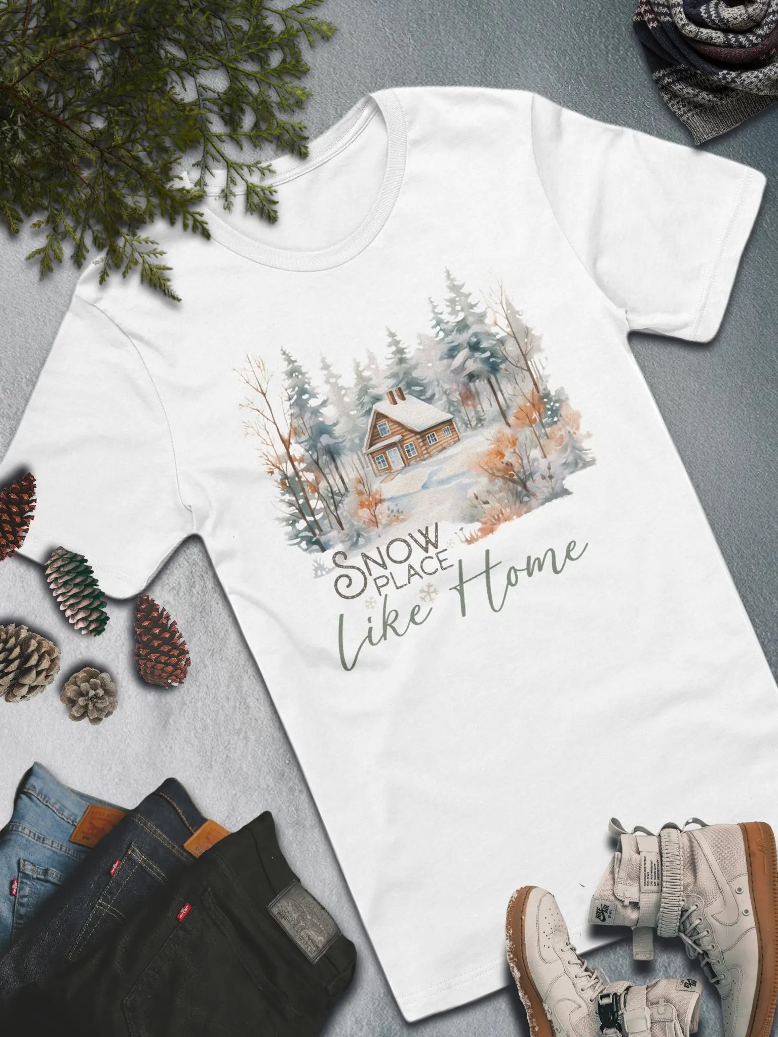Snow Place Like Home T-Shirt – Cozy Winter Cabin Vibes product image (1)