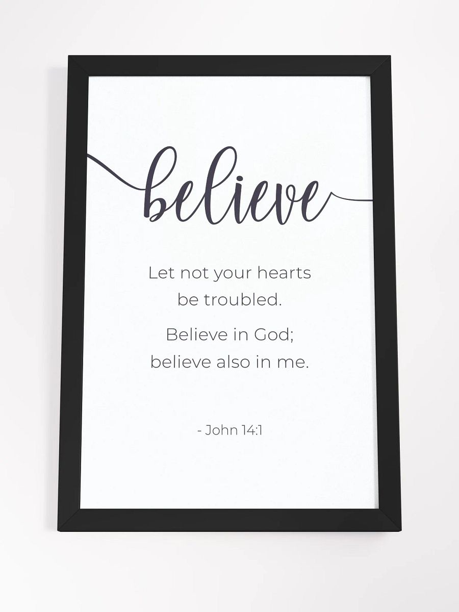 Christian Wall Art - John 14:1 'Believe In God' with Elegant Frame product image (4)