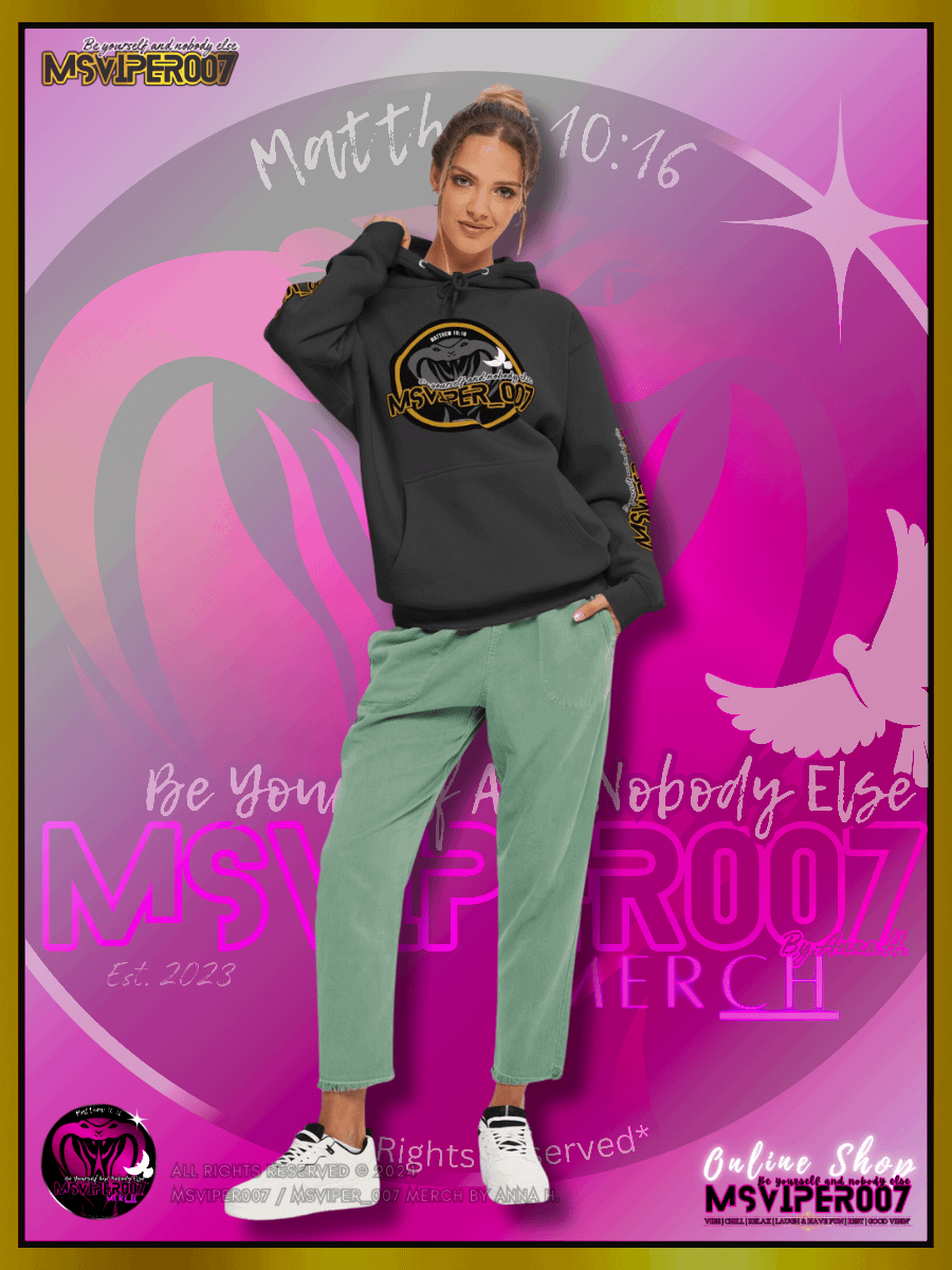 Hoodie - "MsViper_007™ Brand Classic" [yllw-gld/blk emblem] - Streetwear/Active Hoodie By Anna H. product image (5)