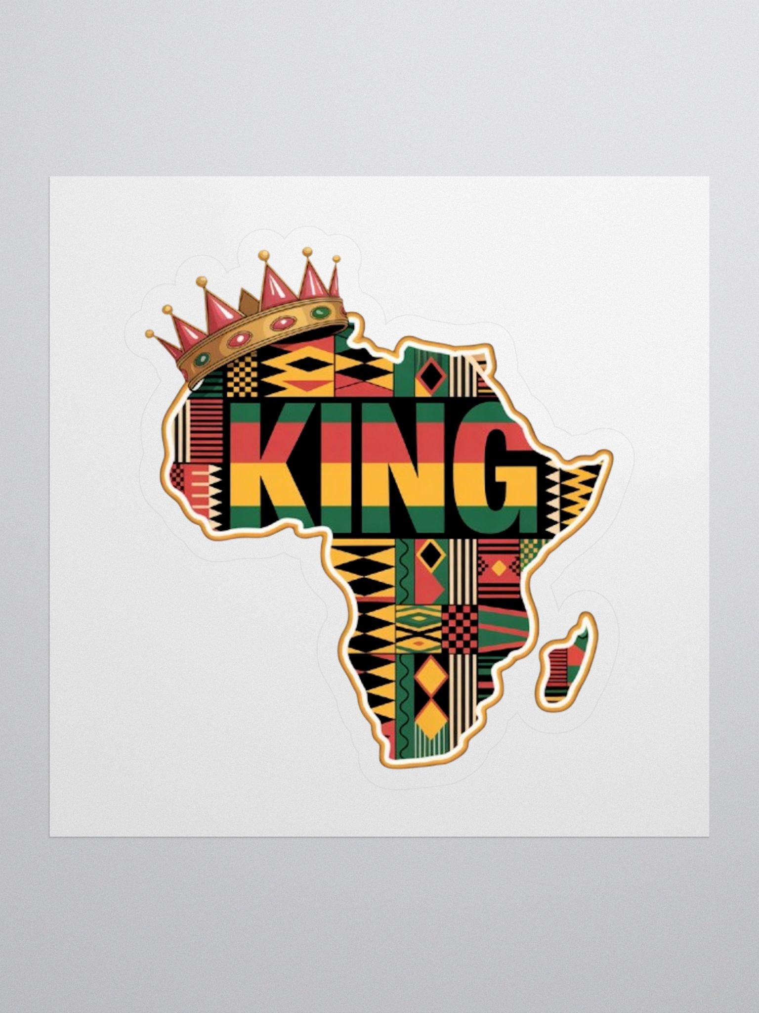 African King Kente Print Pattern Map of Africa Sticker product image (1)