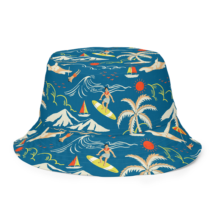 Retro Surf Reversible Bucket Hat – Tropical All-Over Print product image (1)