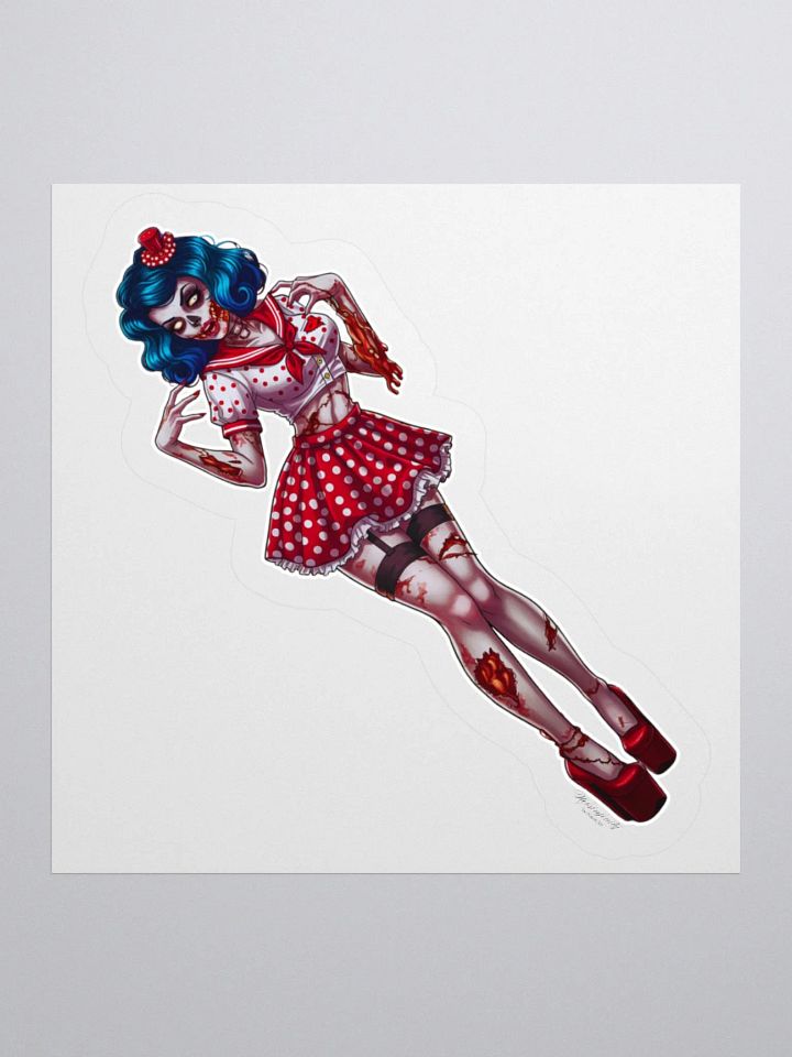 V3 Zombie Pinup Kiss Cut Stickers (White Edge) product image (1)