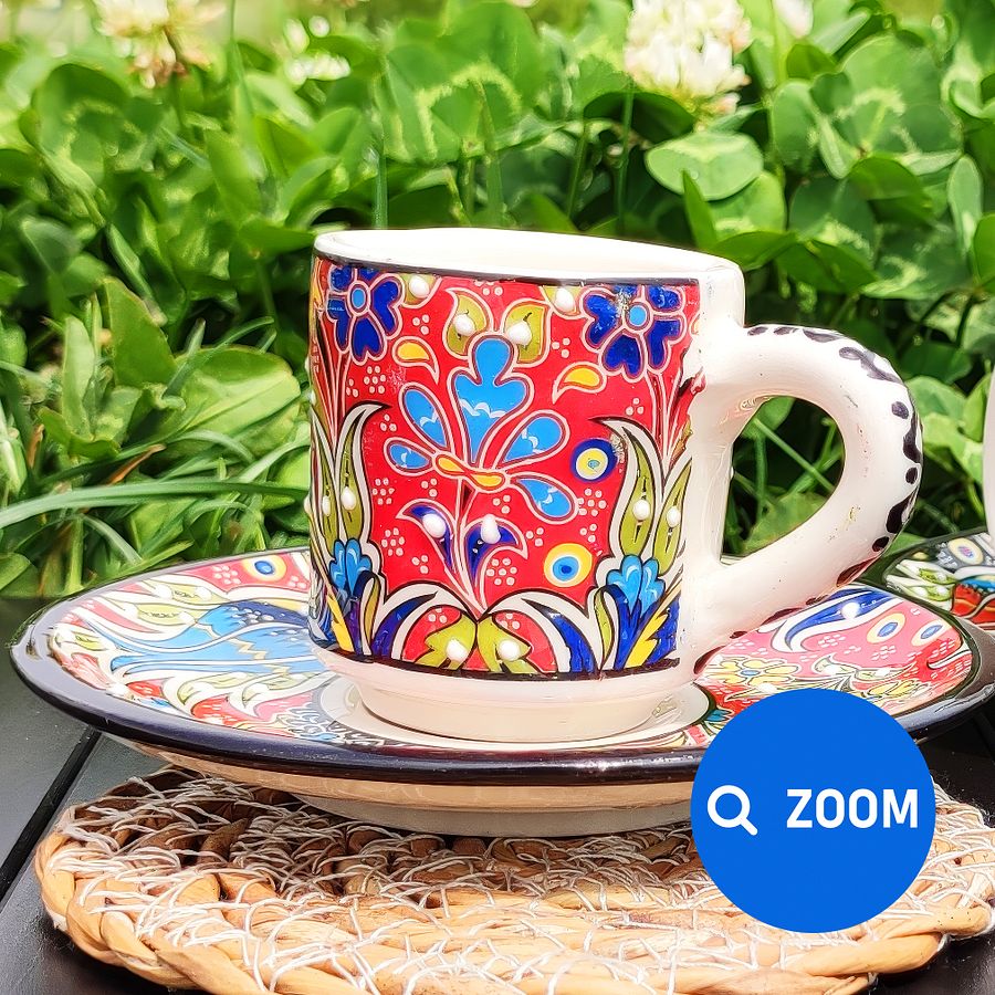 Ceramic coffee set (Iznik) — handmade pottery, Turkish ceramic product image (9)