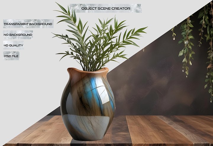 Celestial Grace – Boho Vase with plant PNG product image (2)