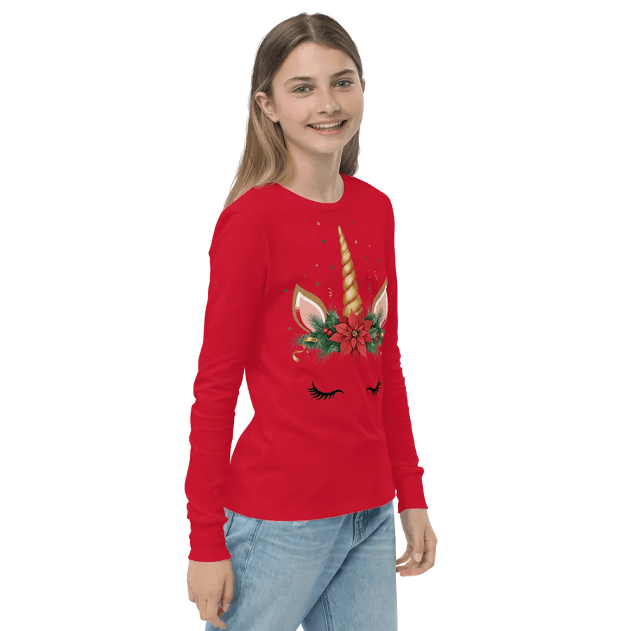 Golden Flower Christmas Unicorn Red product image (4)