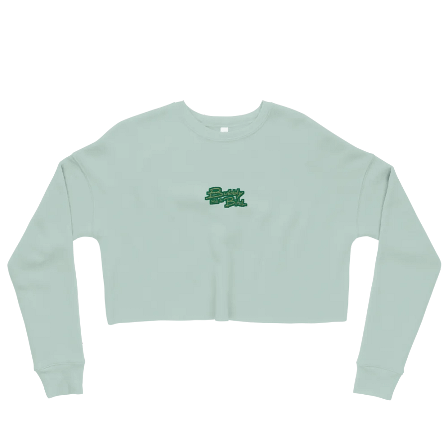 Bubbly and a B*tch (moss bubble design) embroidered fleece crop crew product image (3)