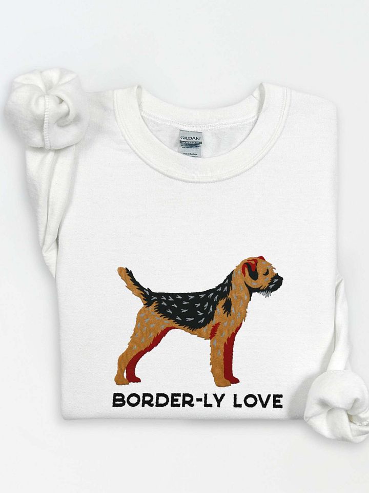 Border-ly Love Sweatshirt (Embroidered) of a Border Terrier(Black & Tan) product image (1)