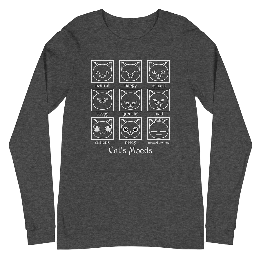 Cat's Moods Unisex Long Sleeve Tee, White Print product image (2)