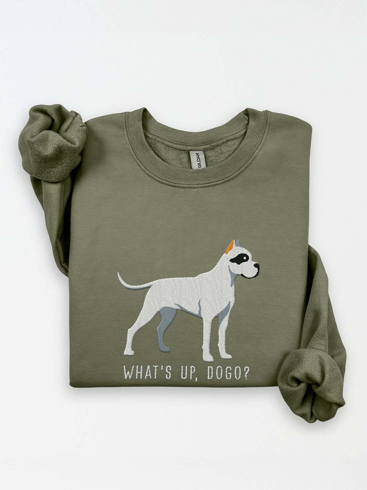 What's Up, Dogo? Sweatshirt (Embroidered) of a Dogo Argentino(Cropped Ears 2) product image (1)