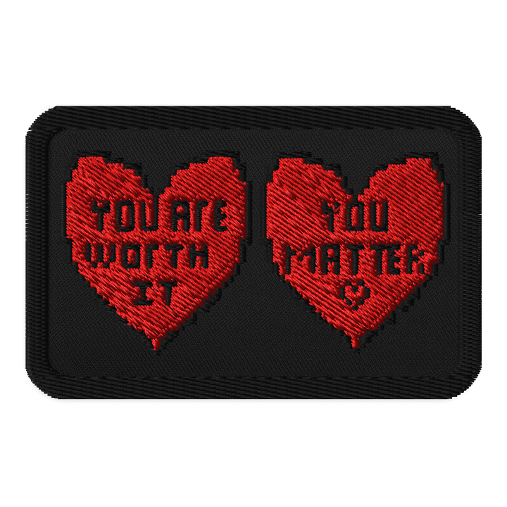 You are worth it and you matter pixel hearts patch product image (1)