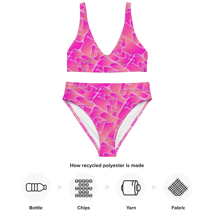 Crazy Paving Pink Pattern High Waisted Bikini product image (4)