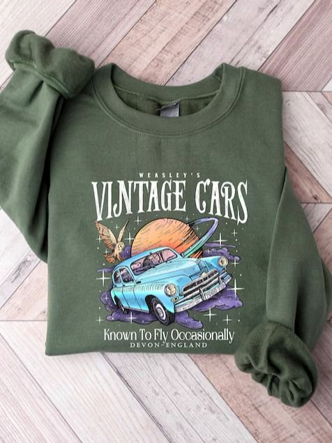 Flying Vintage Inspired Car Shirt, Wizard Flying Car Shirt,, Wizard Shirt, Weasley Shirt, Cute Halloween Sweatshirt product image (4)