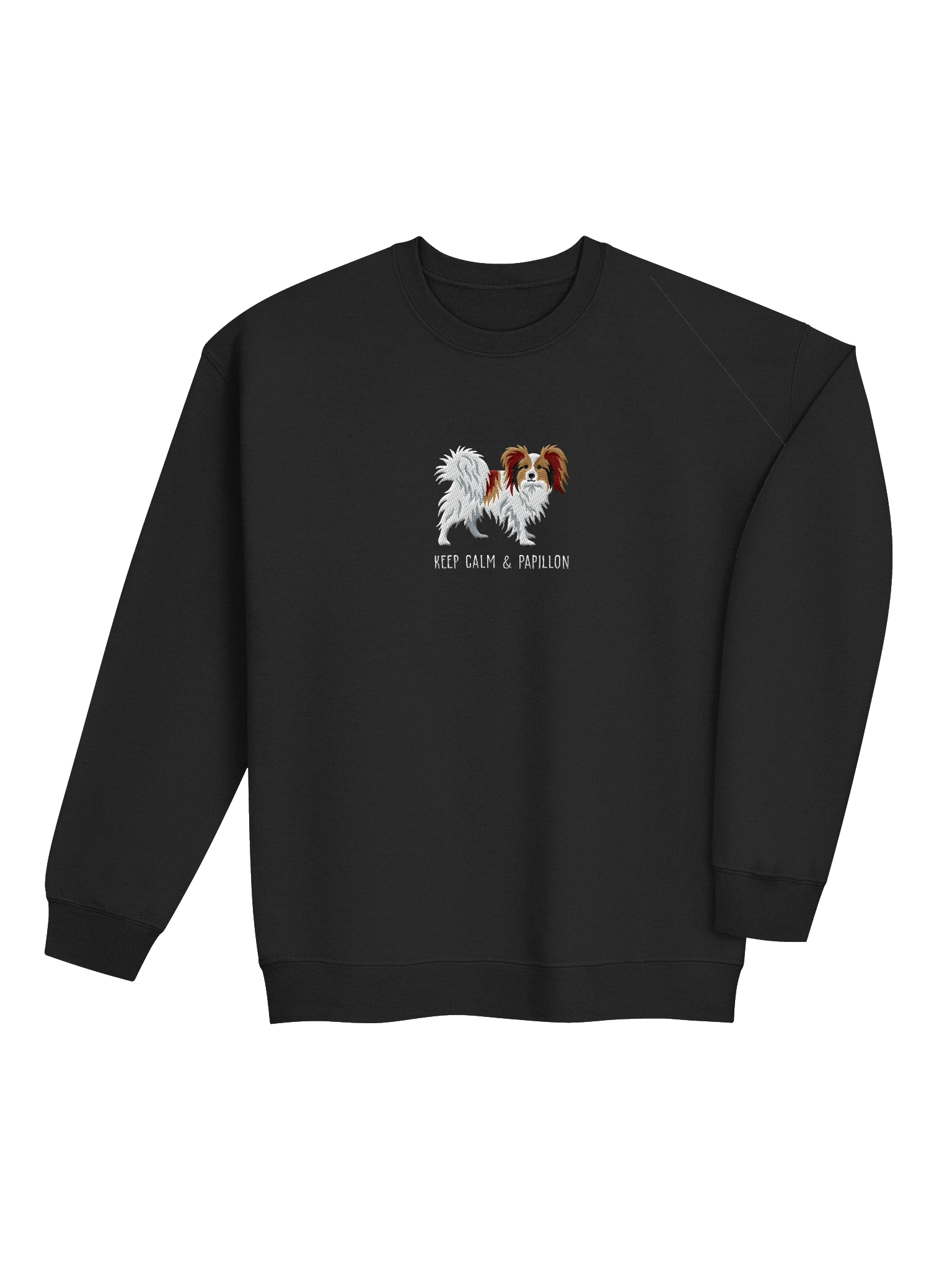Keep Calm and Papillon Sweatshirt (Embroidered) of a Papillon(Sable & White) product image (22)