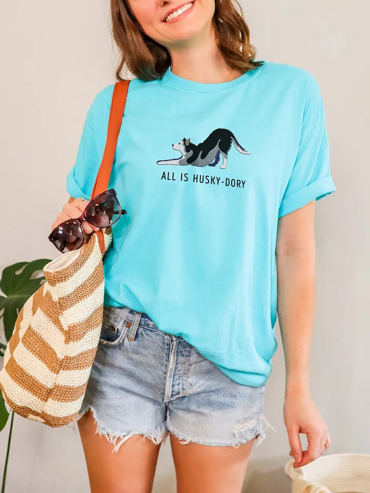All Is Husky-Dory T-Shirt(Embroidered) of a Siberian Husky product image (2)