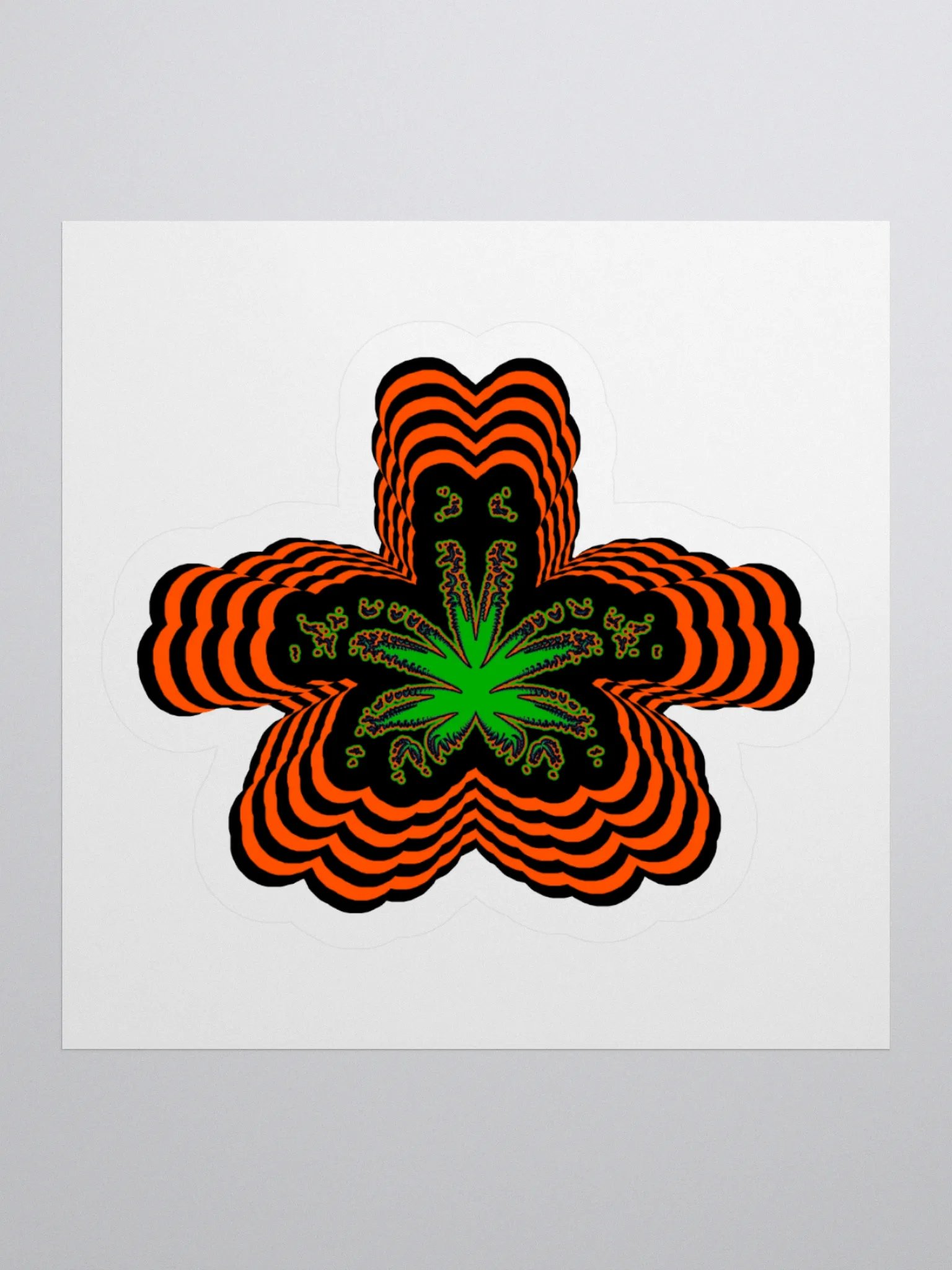 Twisted Weed Leaf Stoner Sticker, Orange Black Green Cannabis 420 Flower Art product image (3)