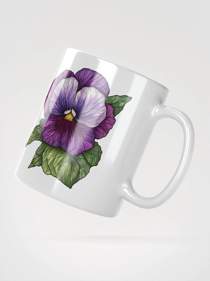 Stained Glass Pansy White Glossy Mug product image (4)