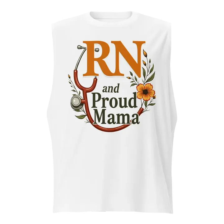 Proud RN and mama, Floral Stethoscope Muscle Tank product image (1)