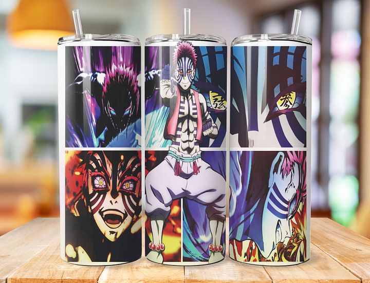 Akaza 20 oz Stainless Steel Tumbler – Demon Slayer Upper Moon Three Design product image (1)