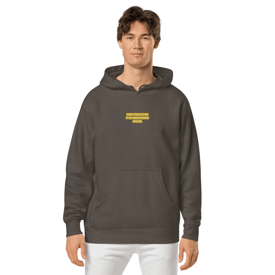 HEADPHONES ON (gold bubble design 2) embroidered pigment hoodie product image (3)