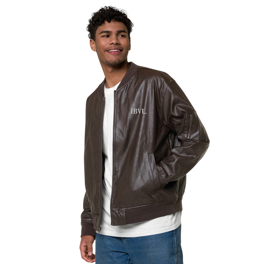 Embroidered Brown IBVL Signature Unisex Faux Bomber Jacket product image (6)