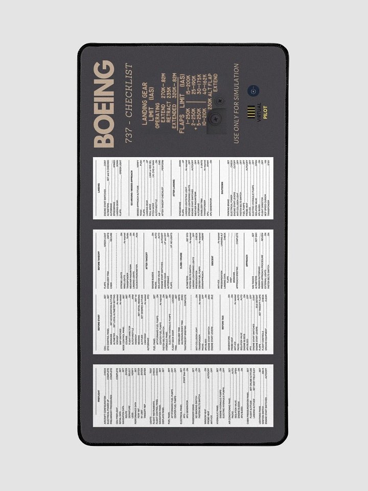 737 Keyboard & Mouse Mat – Flight Checklist & Speed Guide product image (2)