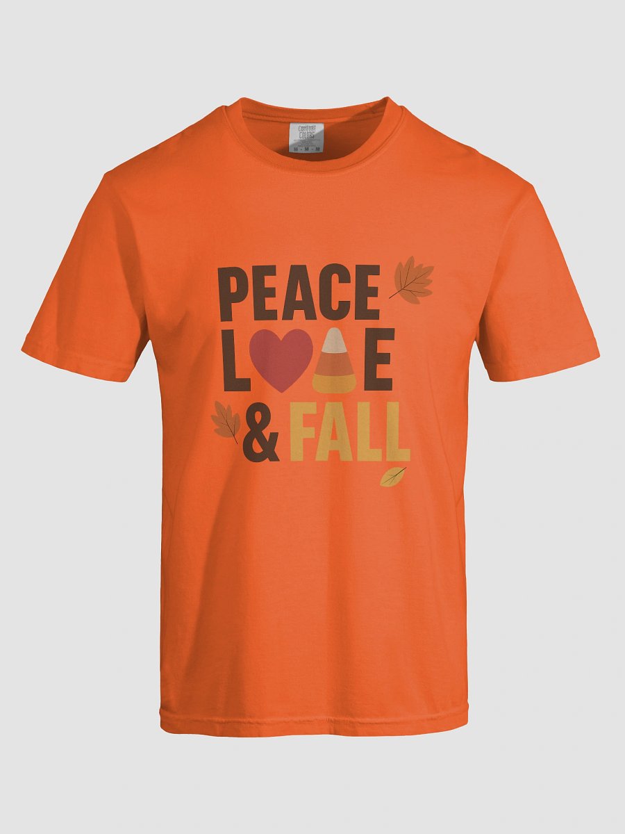 Peace Love & Fall Candy Corn Shirt - Cozy Autumn Graphic Tee, Orange Fall Shirt for Women, Thanksgiving & Pumpkin Patch Outfit product image (9)