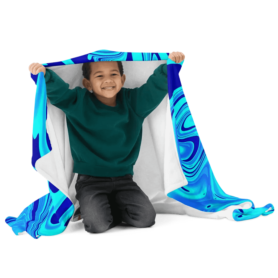 Throw Blanket - Light and Dark Blue Digital Fluid Art product image (5)