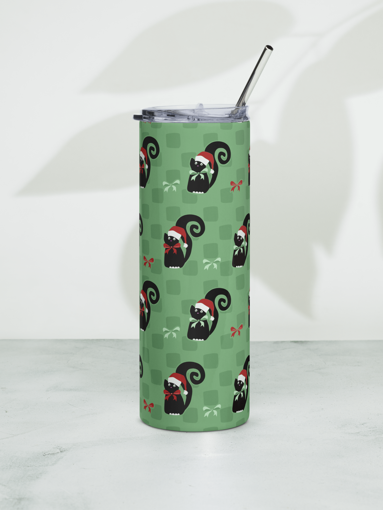 Christmas Kitties in a Row 20 oz Stainless Steel Tumbler – Green product image (6)